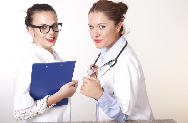 Two young attractive female doctors