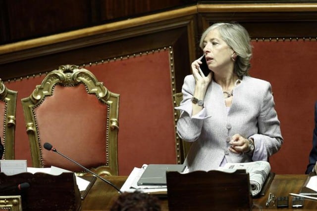 Il Ministro dell'Istruzione Stefania Giannini in Senato durante le votazioni degli emendamenti alla Riforma Costituzionale, Roma, 6 ottobre 2015. ANSA/GIUSEPPE LAMI
