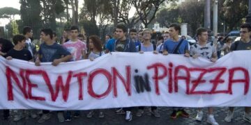 Un momento della manifestazione degli studenti a Roma, 10 ottobre 2014. ANSA/CLAUDIO PERI (foto: ANSA)