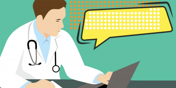 medico davanti ad un computer a fare un referto