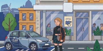 studentessa che utilizza mezzo condiviso