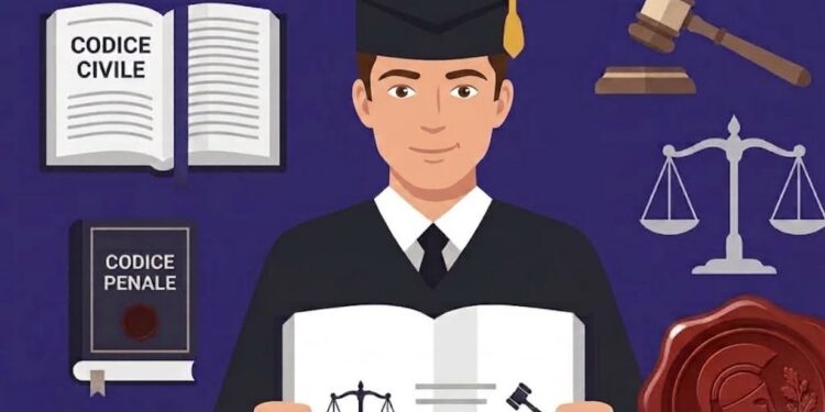 rappresentazione grafica studente che si laurea in giurisprudenza