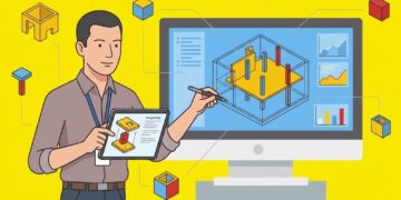 in foto un BIM specialist che fa progettazione