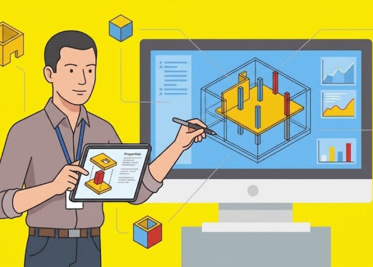 in foto un BIM specialist che fa progettazione