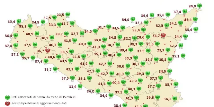 Sicilia Occidentale tra fiammate africane e brezze costiere: picchi fino a 42,3°C nell’entroterra