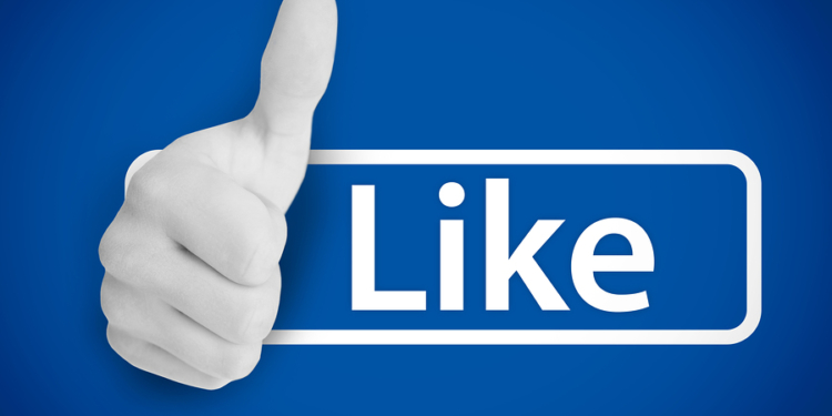 white thumb up next to the like from social networks on blue bac