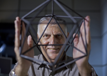 Nobel Laureate in Chemistry 2011, Professor Dan Shechtman, an Israeli scientist, who discovered quasicrystals displays a model at the lab in the Technion, Haifa, Israel  on October 24, 2011.