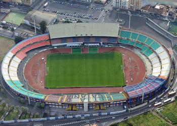 CATANIA 22.03.2012 Blick auf das Fußball- Stadion Stadio Angelo Massimino in Catania auf der italienischen Insel Sizilien. // Stadio Angelo Massimino (previously known as Stadio Cibali) is a multi-use stadium in Catania, Italy. It is currently used mostly for football matches and the home of Calcio Catania. The stadium was built in 1937 and holds 23,420. It was named on 2002 after former Catania chairman Angelo Massimino.