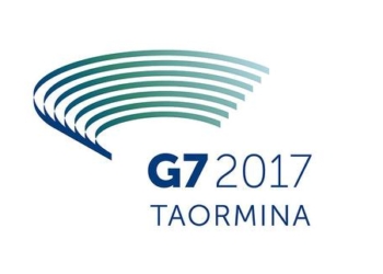 +++ATTENZIONE LA FOTO NON PUO? ESSERE PUBBLICATA O RIPRODOTTA SENZA L?AUTORIZZAZIONE DELLA FONTE DI ORIGINE CUI SI RINVIA+++ Il logo del G7, in programma a Taormina a marzo del prossimo anno, svelato in un tweet dal presidente del Consiglio Matteo Renzi.   Roma, 21 ottobre 2016. ANSA/ TWITTER