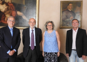 Da sinistra: il prof. Nunzio Crimi, il rettore Francesco Basile, la dott.ssa Salvatrice Rizzo e il prof. Massimo Oliveri.