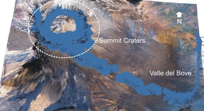 mappa topografica della sommita dell etna