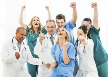 Ecstatic group of doctors.