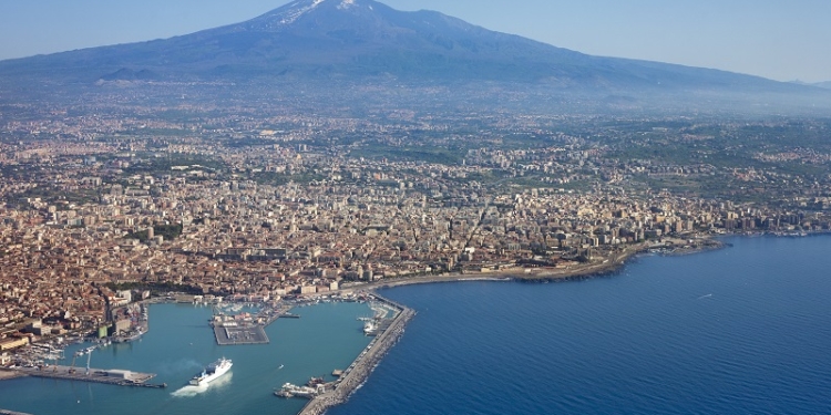 catania and etna air photo