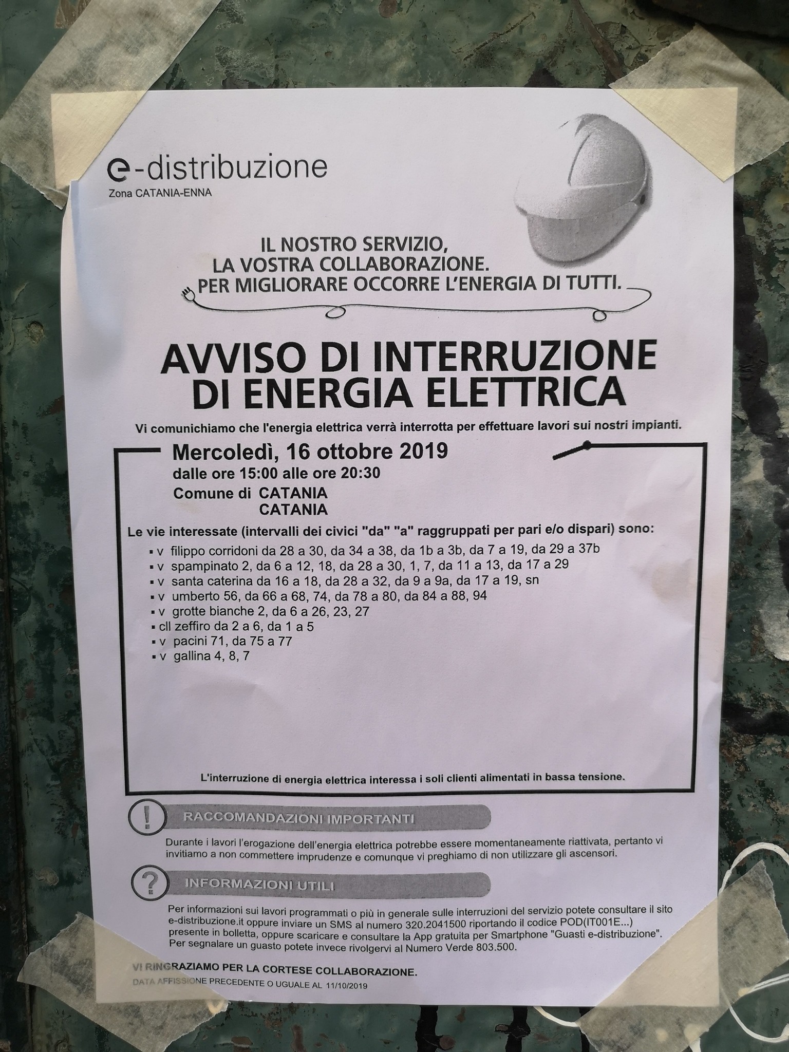 Interruzione energia elettrica a Catania: dove e quando mancherà la luce –  LiveUnict