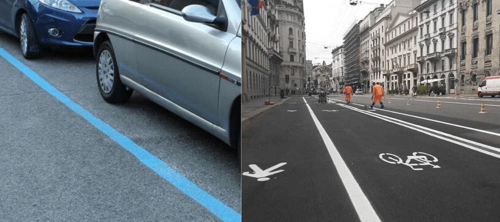 Strisce blu a Catania e piste ciclabili d'emergenza a Milano