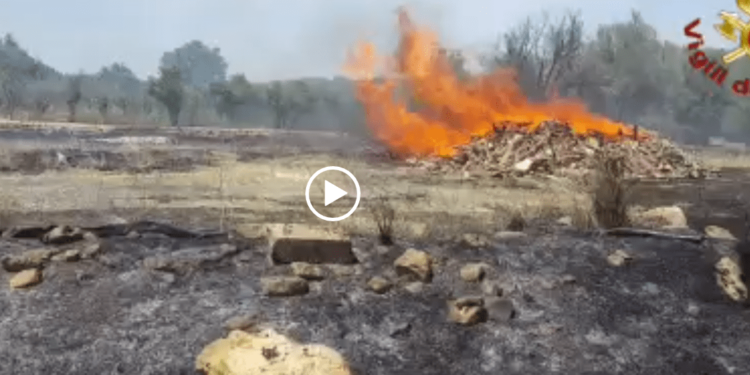 scordia incendio vigili del fuoco