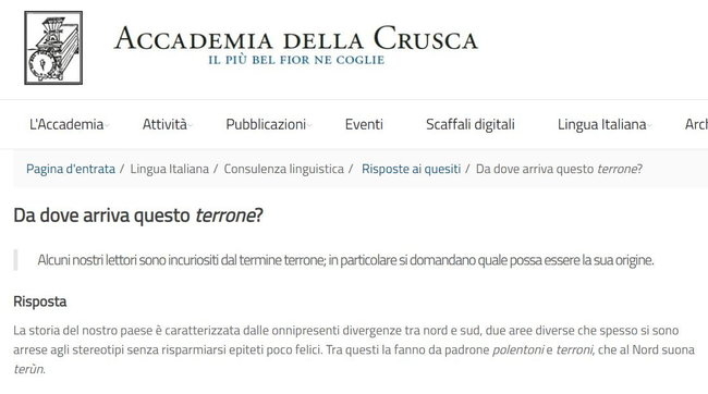 accademia crusca terrone