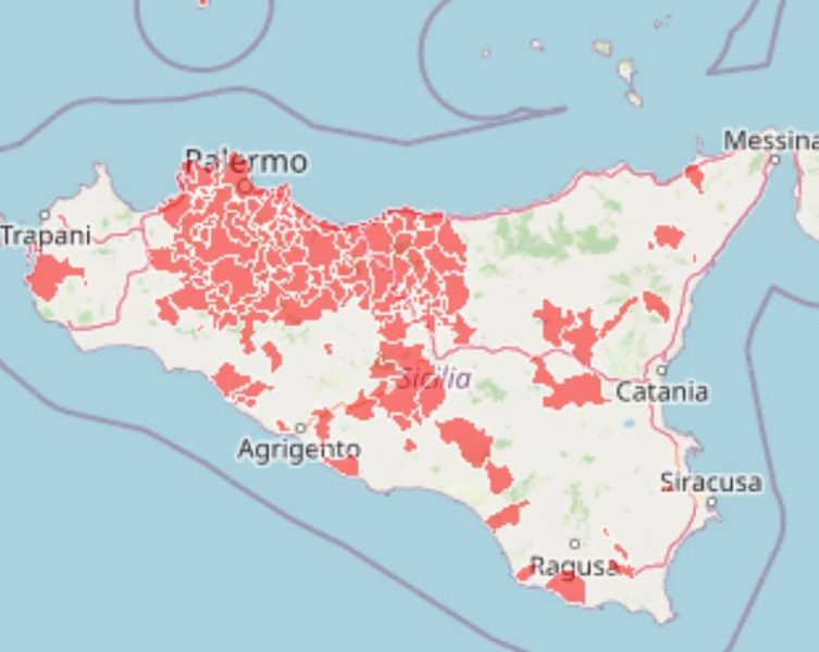mappa zone rosse in Sicilia