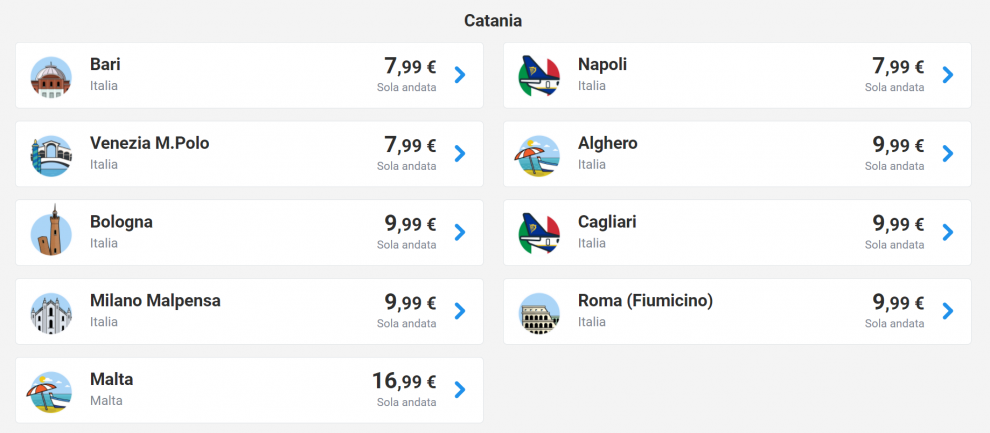 Voli Ryanair in offerta a Catania ad aprile