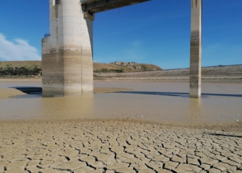 Il lago Sciaguana nei pressi di Agira (EN), completamente svuotato negli ultimi giorni per cause ancora da chiarire. Sui fatti è in corso un'indagine.