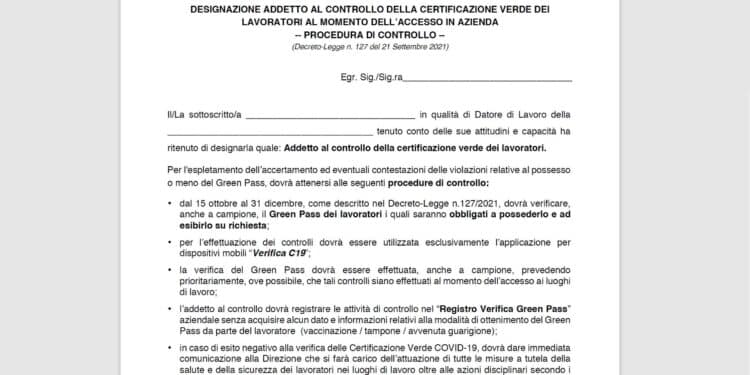 registro verifica green pass modello