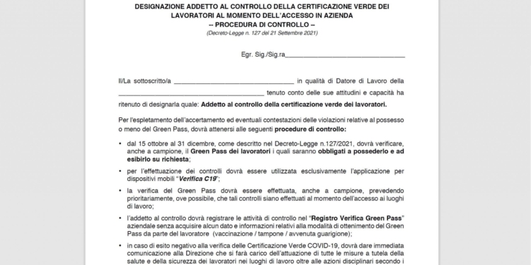 registro verifica green pass modello
