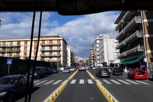 Cordoli protettivi della nuova linea BRT1 di Catania