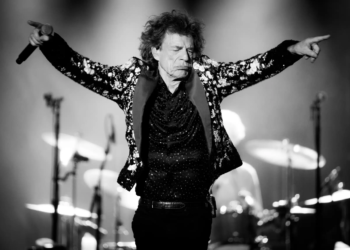 MIAMI, FLORIDA - AUGUST 30: (EDITORS NOTE: Image has been converted to black and white.) Mick Jagger of The Rolling Stones performs onstage at Hard Rock Stadium on August 30, 2019 in Miami, Florida. (Photo by Rich Fury/Getty Images)