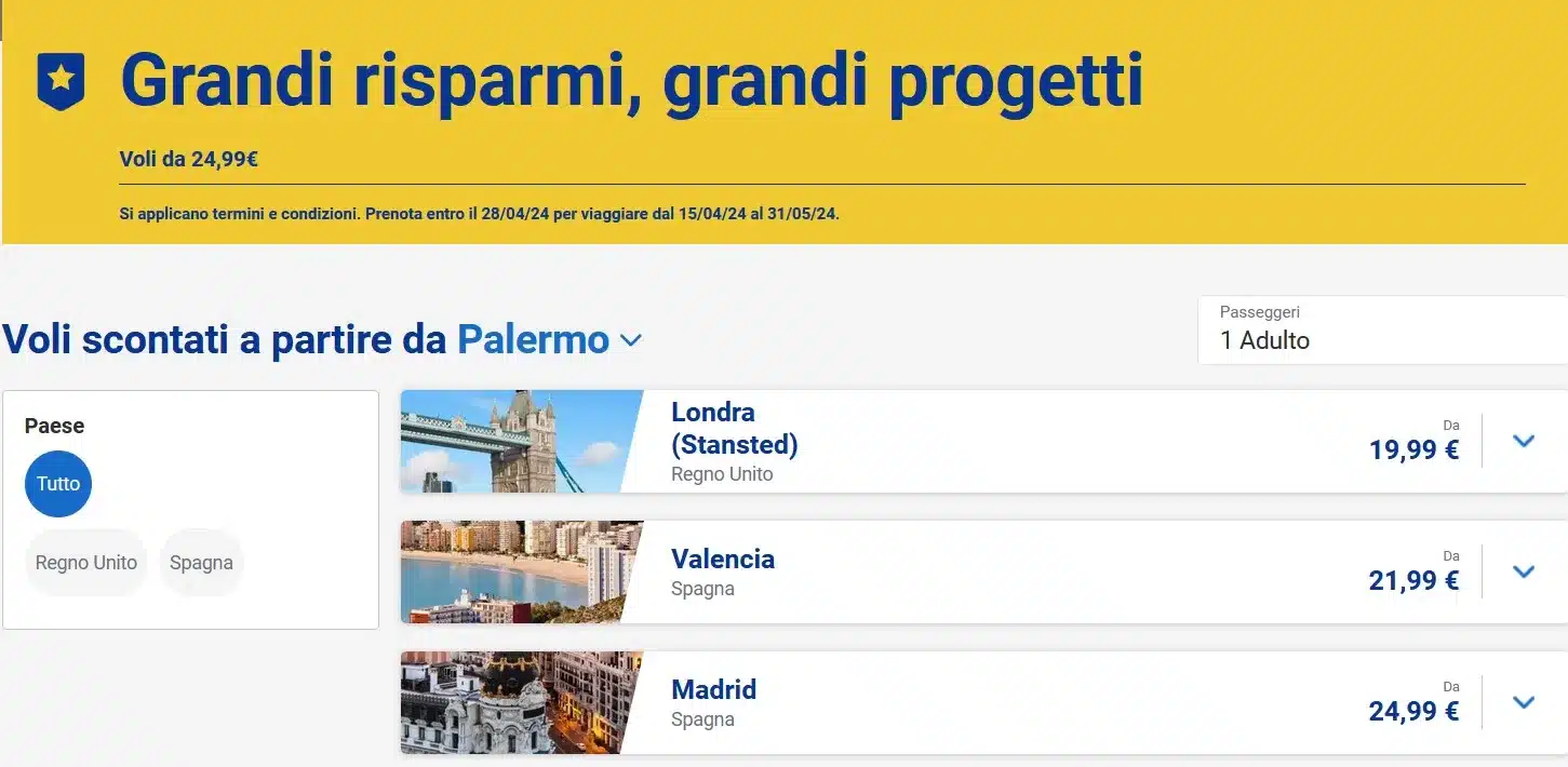 bologna palermo voli low cost
