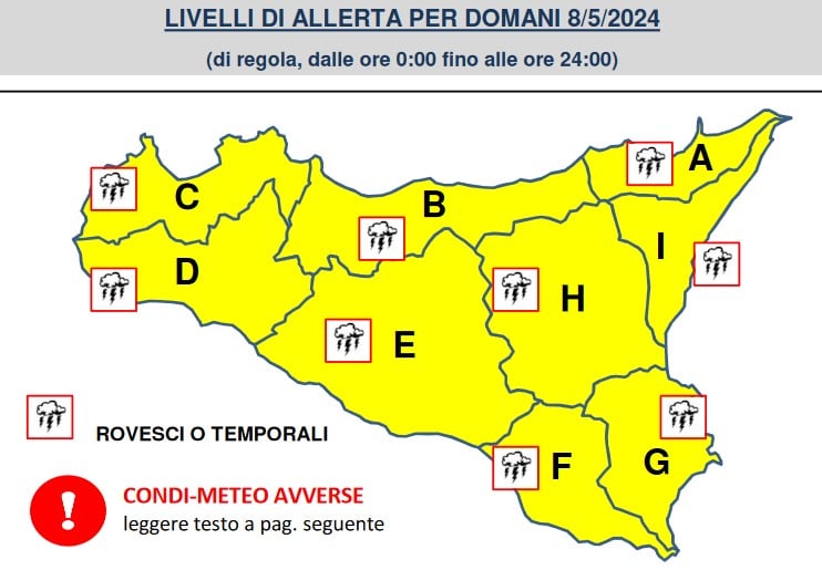 meteo sicilia allerta gialla