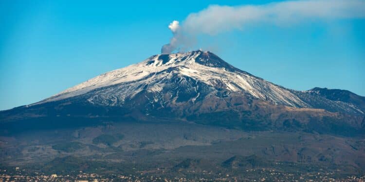 mount etna volcano and catania sicily italy