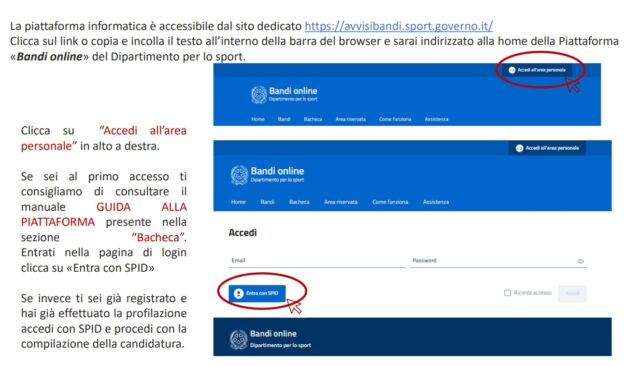 Bando Sport 2025; procedura online 