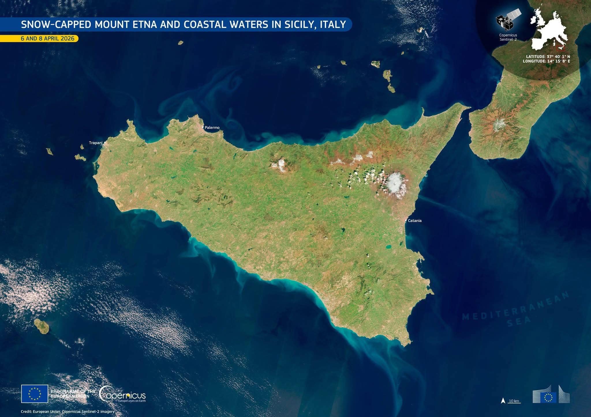 La Sicilia vista dallo spazio: lo sguardo di Copernicus sull’Isola