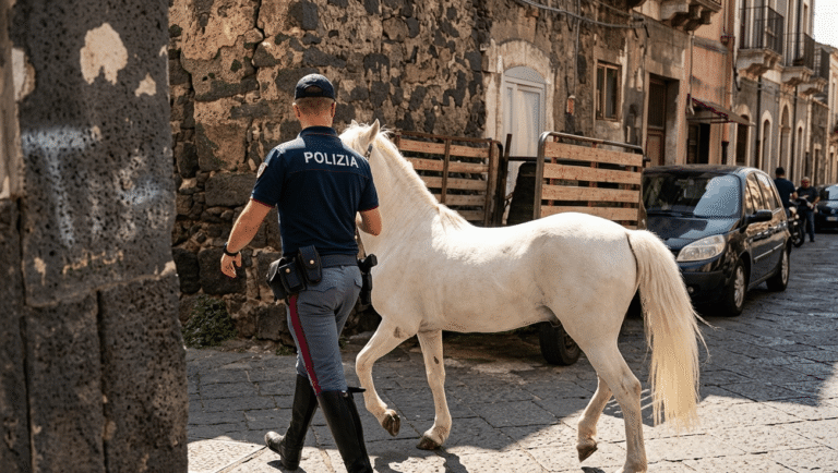 Cavalli maltrattati e stalle abusive a Catania: maxi blitz della Polizia