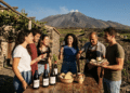 Ragazzi che fanno tour enogastronomico sull'etna. Immagine creata con IA