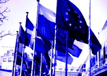 Bandiere Europa Sfondo Blu